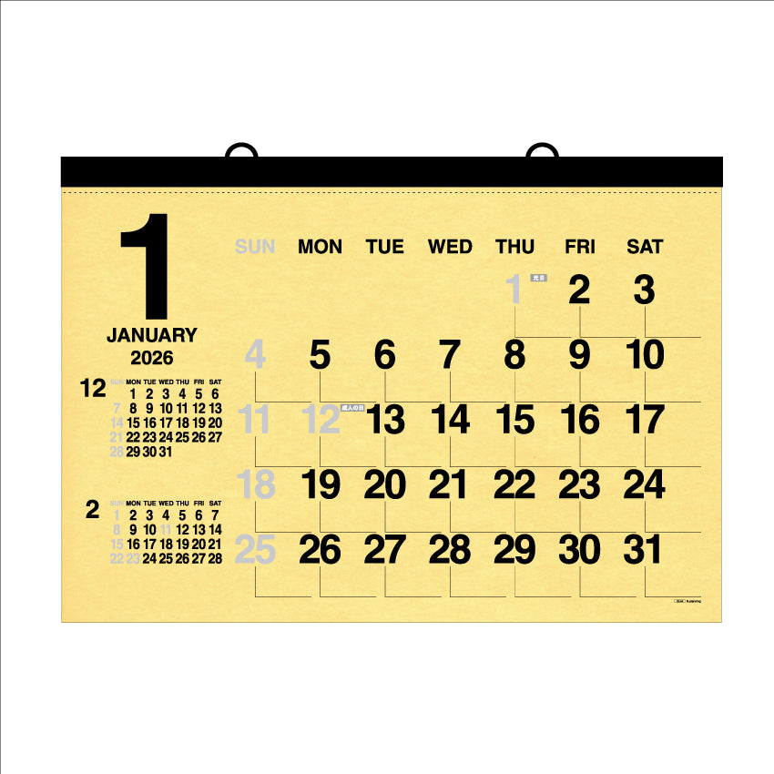 【9月13日発売予定】2026年 壁掛カレンダー 1月始まり A2 クラフト CK-04