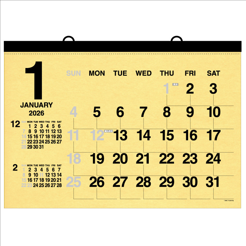 【9月13日発売予定】2026年 壁掛カレンダー 1月始まり A全 クラフト CK-06
