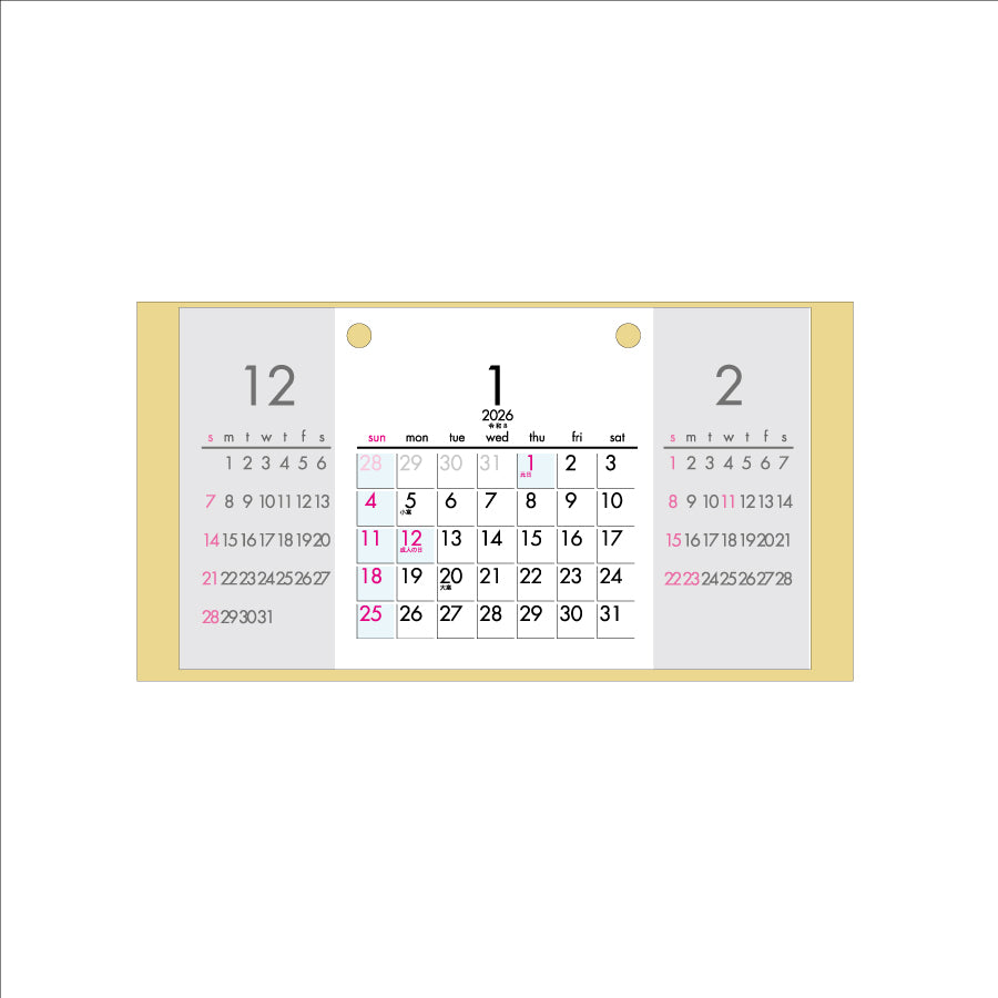 【9月13日発売予定】2026年 卓上カレンダー 1月始まり MDF3マンス CT-521