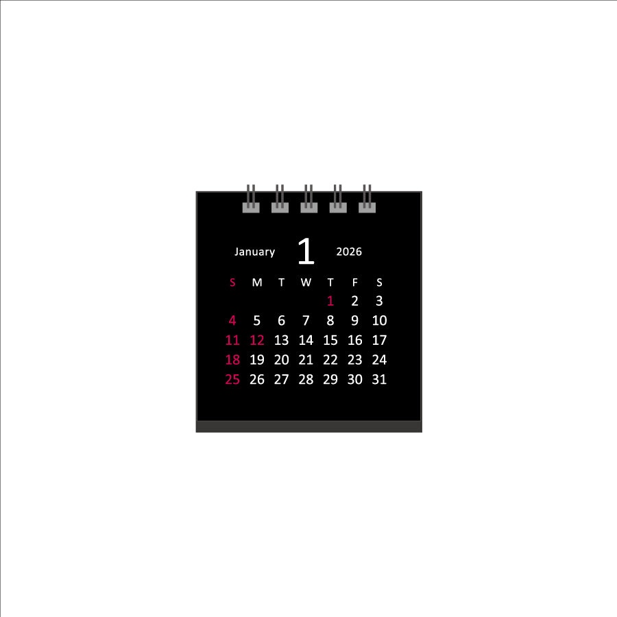 【9月13日発売予定】2026年 卓上カレンダー 1月始まり タイニー ブラック CT-611