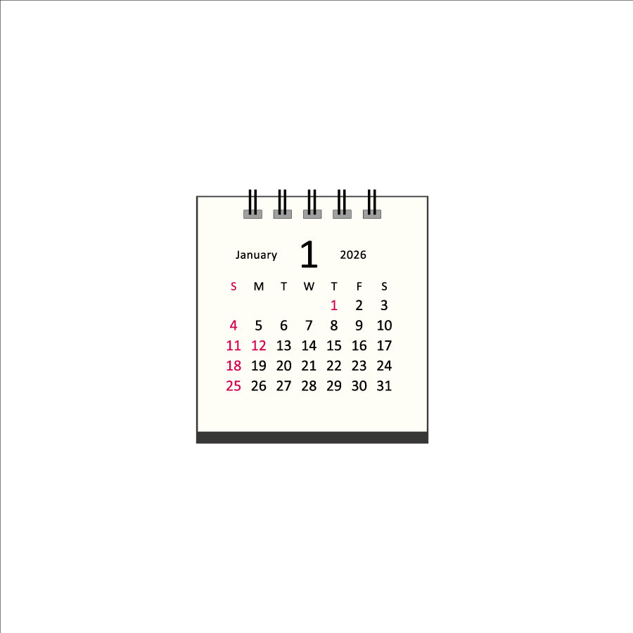 【9月13日発売予定】2026年 卓上カレンダー 1月始まり タイニー アイボリー CT-612