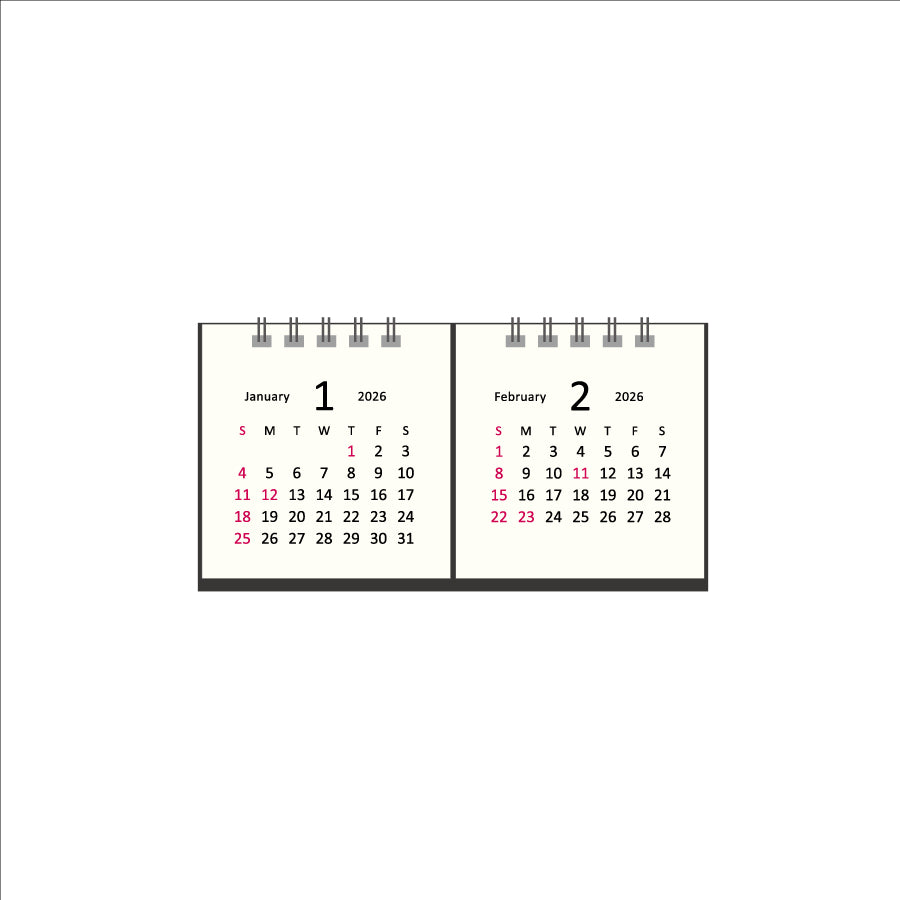 【9月13日発売予定】2026年 卓上カレンダー 1月始まり タイニー2マンス アイボリー CT-622