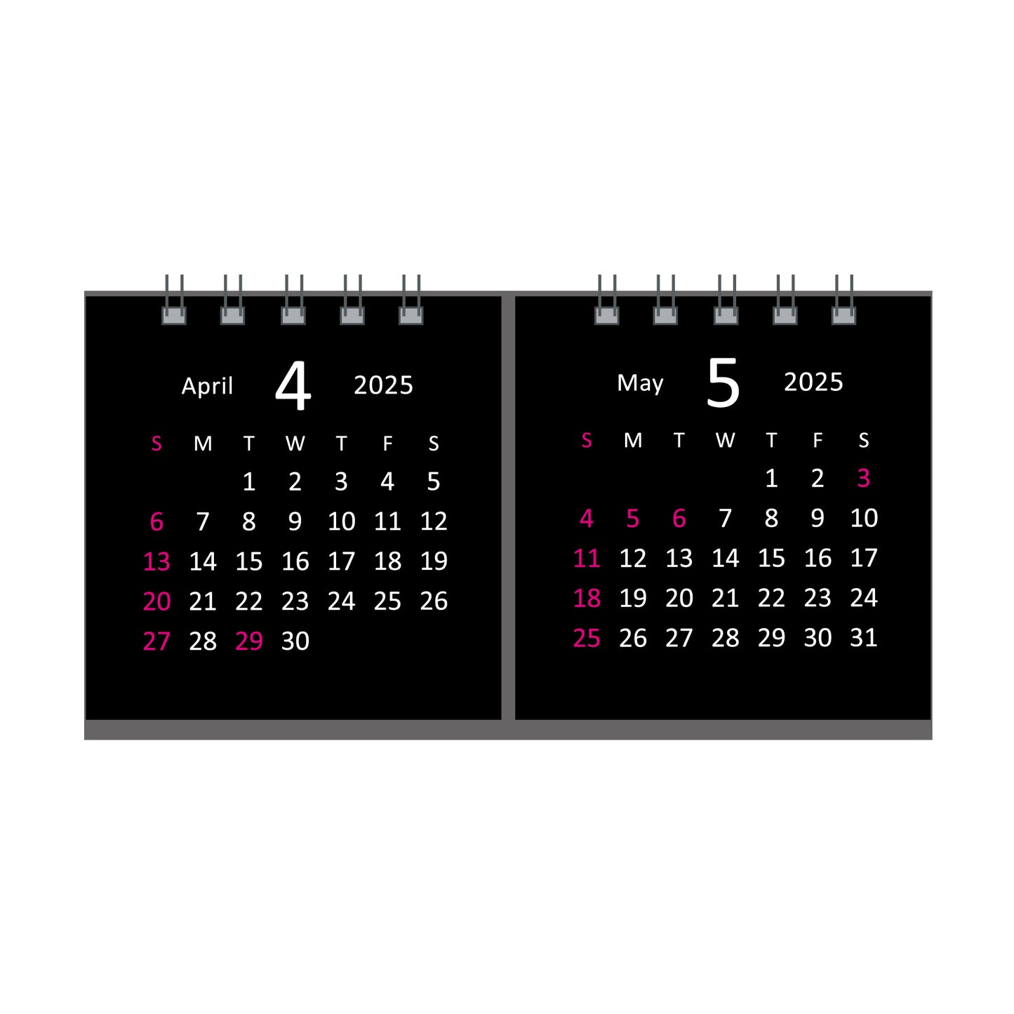 【NEW】2025年 卓上カレンダー 4月始まり タイニー2マンス ブラック CTN-621