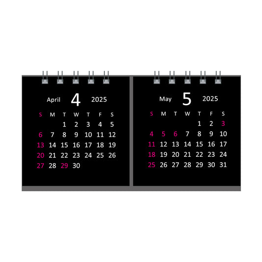 【NEW】2025年 卓上カレンダー 4月始まり タイニー2マンス ブラック CTN-621
