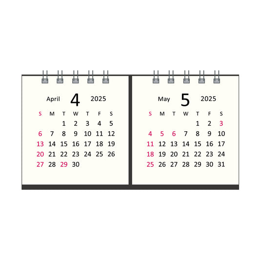 【NEW】2025年 卓上カレンダー 4月始まり タイニー2マンス アイボリー CTN-622