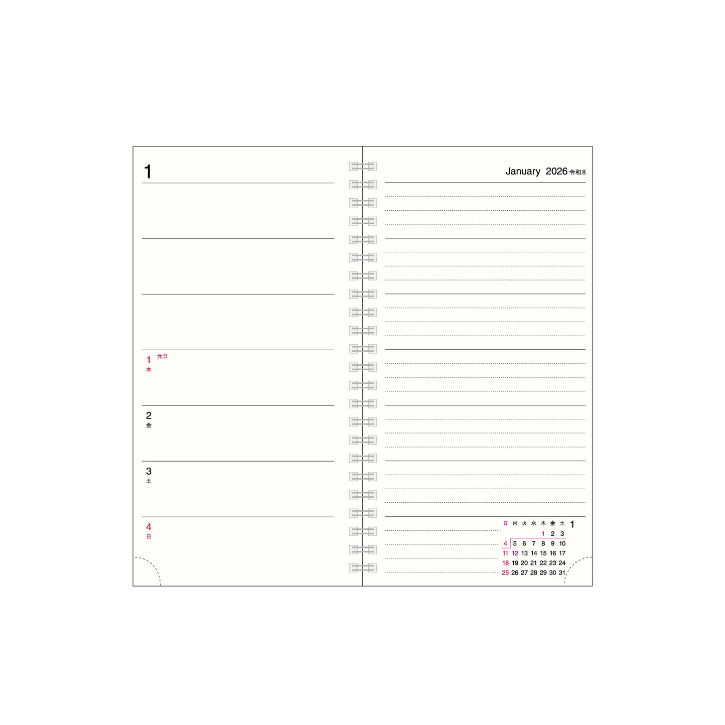 【9月13日発売予定】2026 NOW ON DAYS フッキングノートリフィル ウィークBダイアリー NR-05