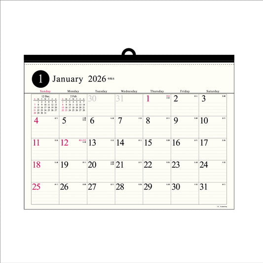 【9月13日発売予定】2026年 壁掛カレンダー 1月始まり A3 タイムス  CK-02