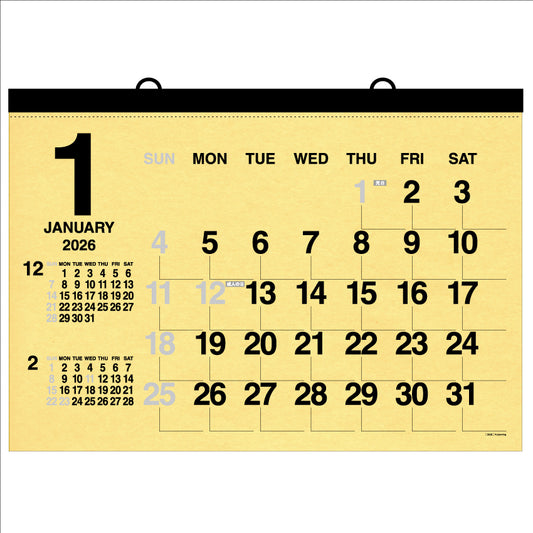 【9月13日発売予定】2026年 壁掛カレンダー 1月始まり A全 クラフト CK-06