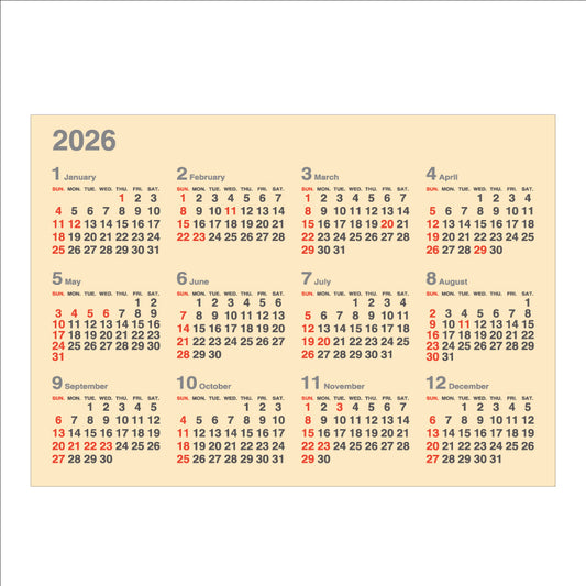 【9月13日発売予定】2026年 壁掛カレンダー 1月始まり B2 クラフト イヤープランナー CK-41