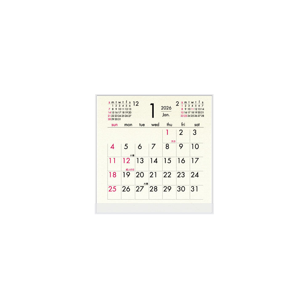 【9月13日発売予定】2026年 卓上カレンダー 1月始まり FD コットン CT-519