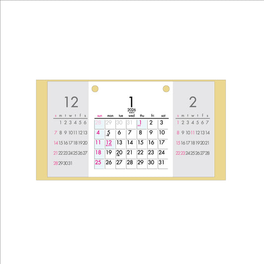 【9月13日発売予定】2026年 卓上カレンダー 1月始まり MDF3マンス CT-521