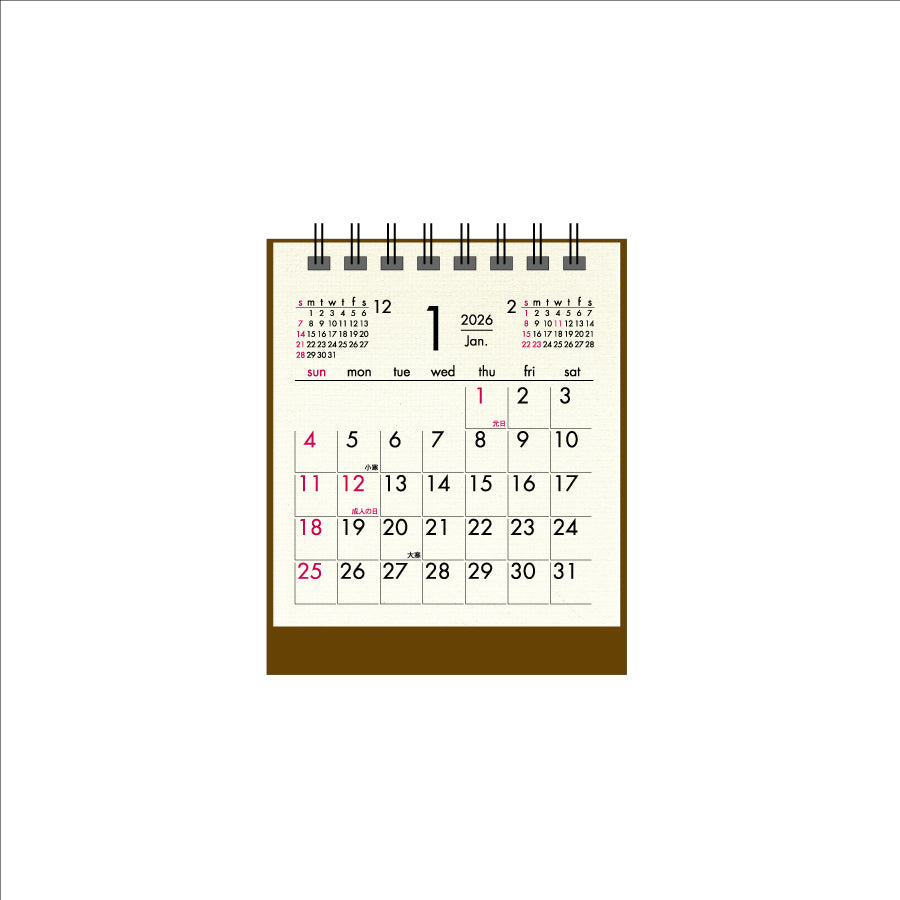 【9月13日発売予定】2026年 卓上カレンダー 1月始まり ミニスタンドコットン CT-569