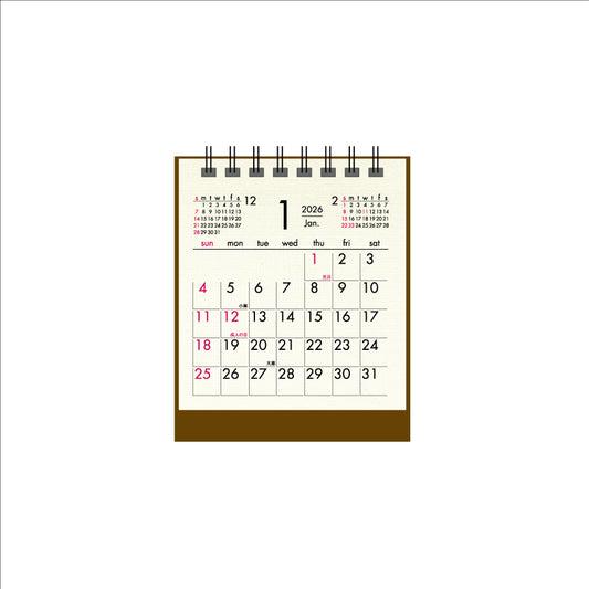 【9月13日発売予定】2026年 卓上カレンダー 1月始まり ミニスタンドコットン CT-569