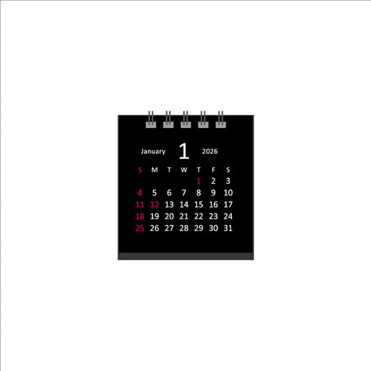 【9月13日発売予定】2026年 卓上カレンダー 1月始まり タイニー ブラック CT-611