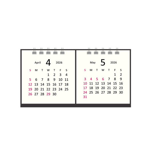 2026年 卓上カレンダー 4月始まり タイニー2マンス アイボリー CTN-622