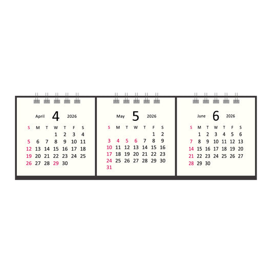 2026年 卓上カレンダー 4月始まり タイニー3マンス アイボリー CTN-632