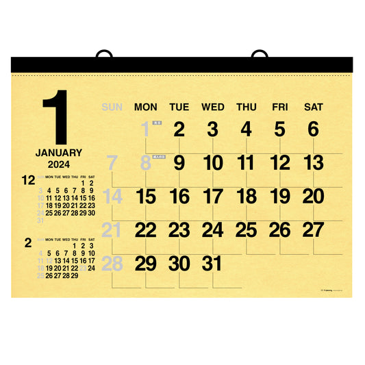 2024年 壁掛カレンダー 1月始まり A全 クラフト CK-06