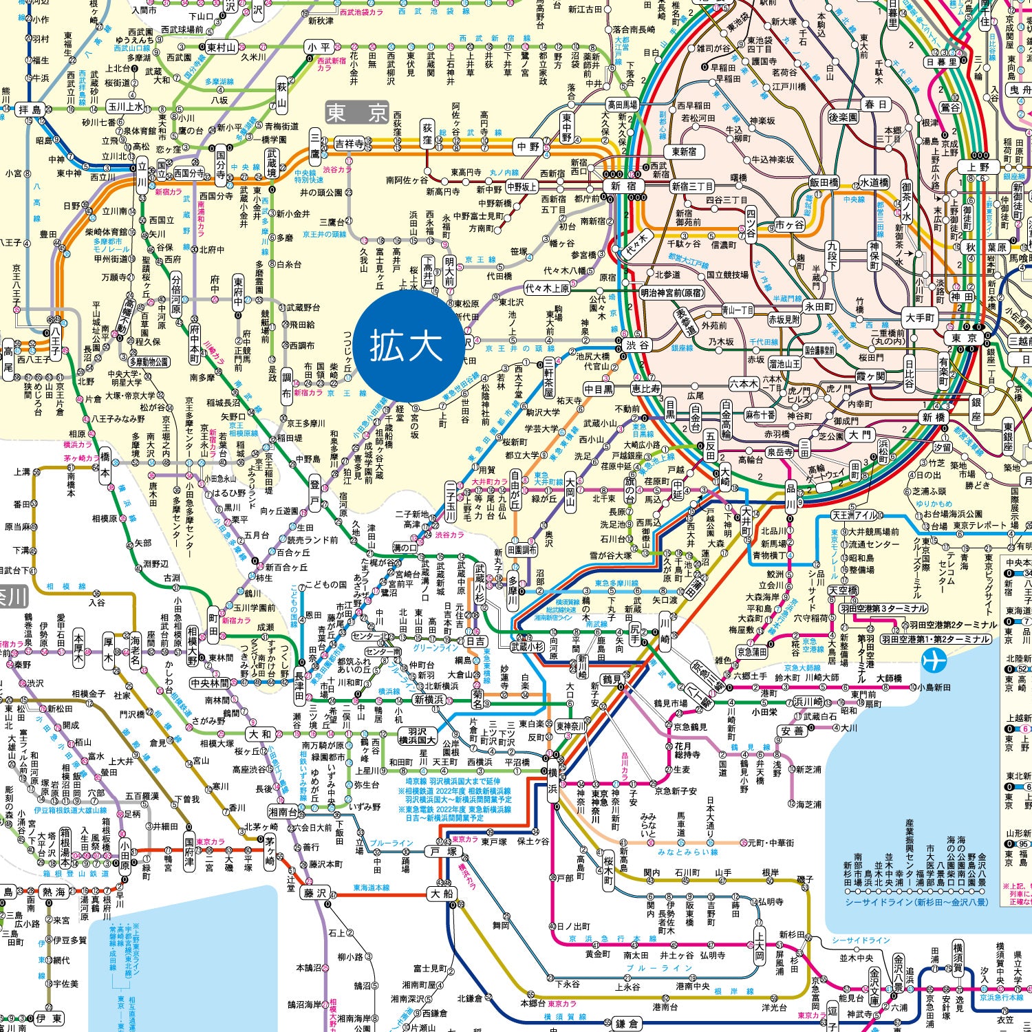 2024年 壁掛カレンダー 1月始まり 広域関東鉄道マップ-タテ CK-101