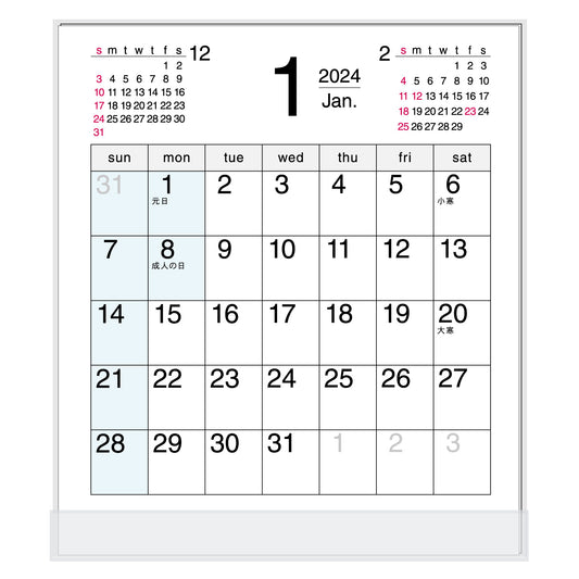 2024年 卓上カレンダー 1月始まり CD ブルーポイント CT-516