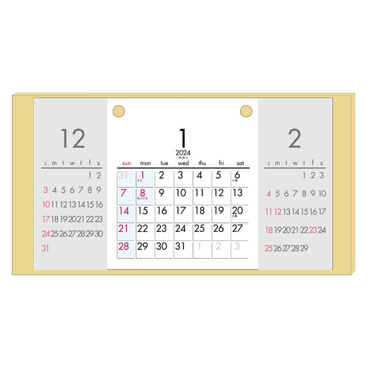 2024年 卓上カレンダー 1月始まり MDF3マンス CT-521