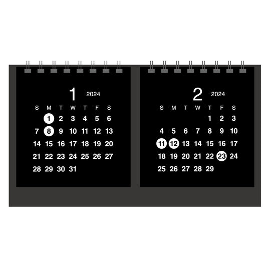 2024年 卓上カレンダー 1月始まり クラフト 2マンス