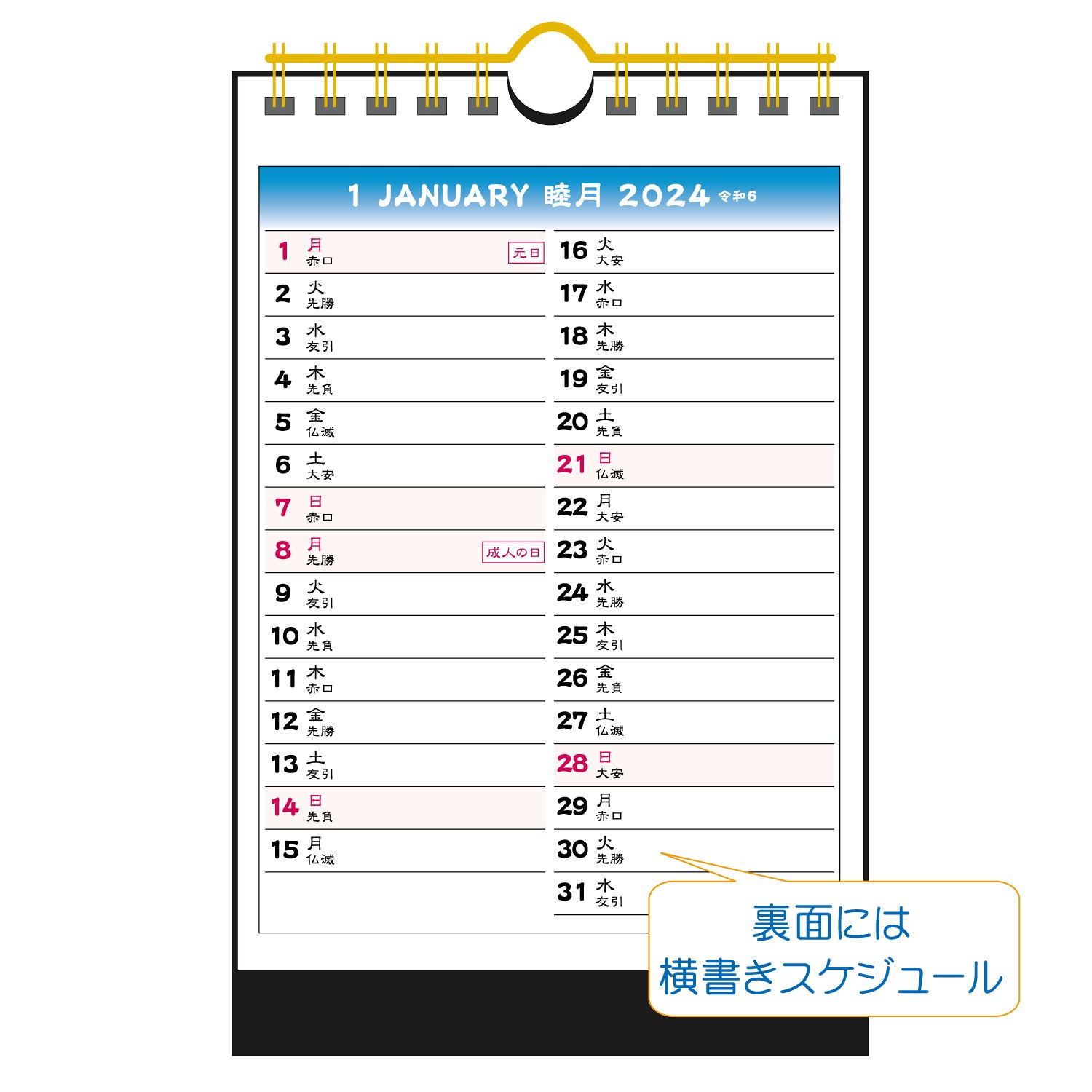 2024年 卓上カレンダー 1月始まり 卓上 B6 月ごよみ CT-538