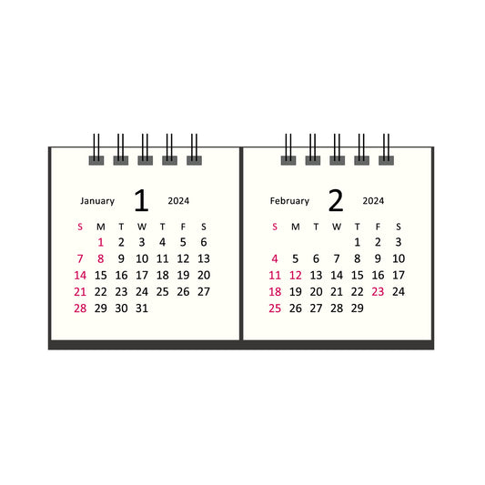 2024年 卓上カレンダー 1月始まり タイニー2マンス アイボリー CT-622