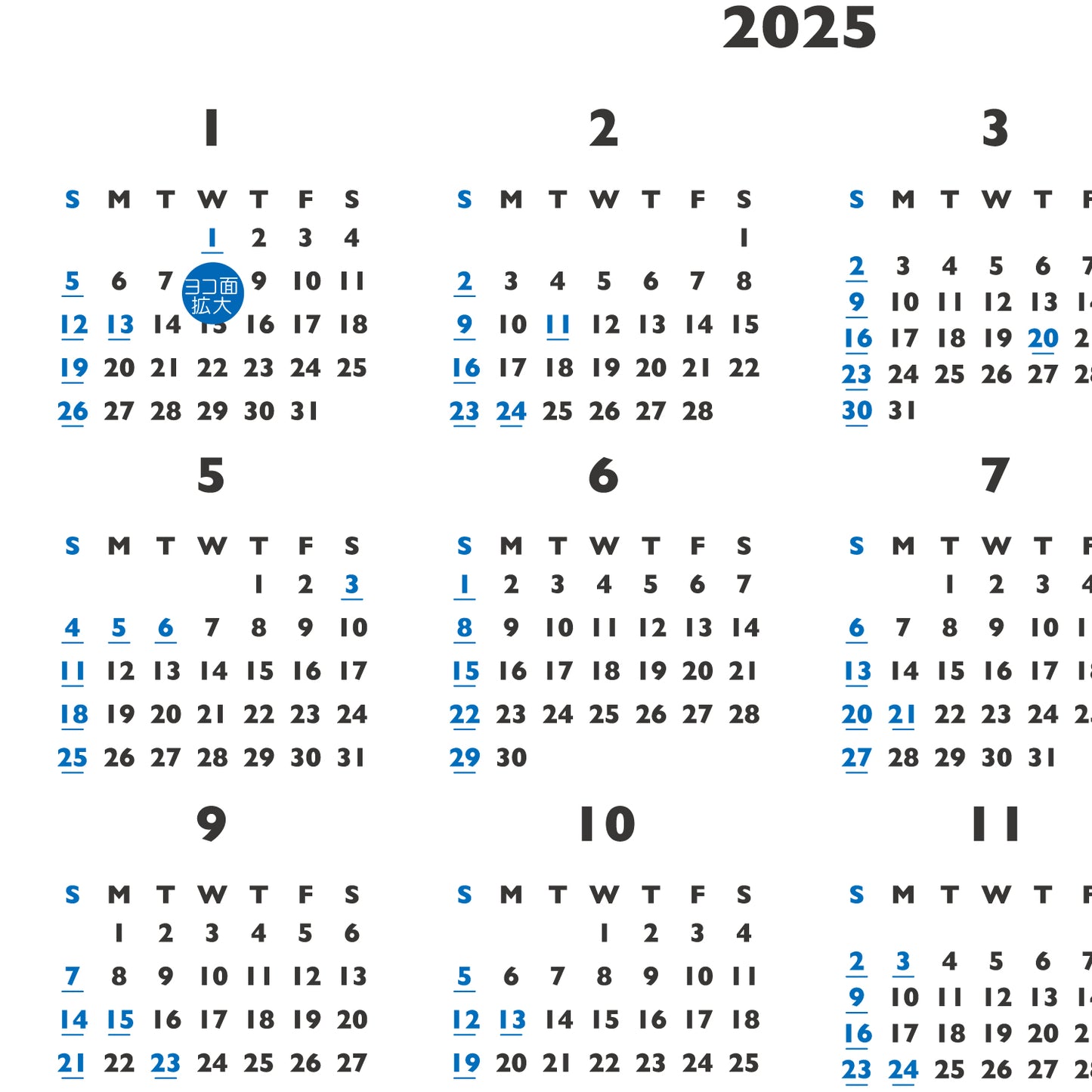 【NEW】2025年 壁掛カレンダー 1月始まり A1 イヤープランナー CK-40