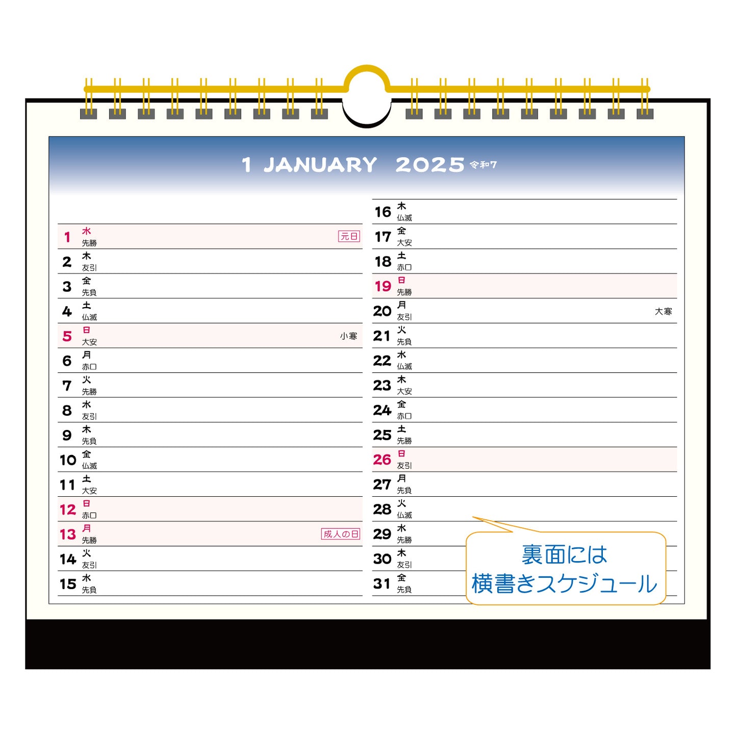 2025年 卓上カレンダー 1月始まり 卓上 B5 月ごよみ CT-536