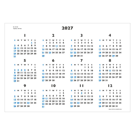 2027年 壁掛カレンダー 1月始まり A1 イヤープランナー CK-40