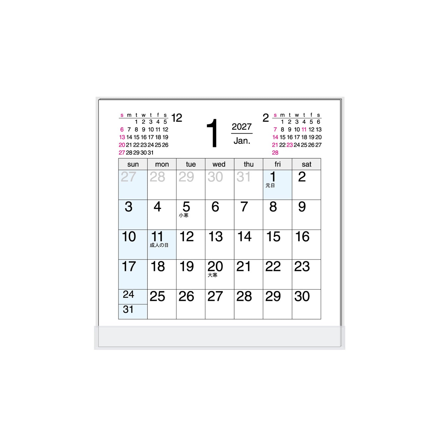 2027年 卓上カレンダー 1月始まり FD ブルーポイント CT-517