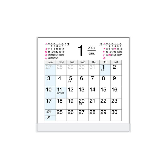 2027年 卓上カレンダー 1月始まり FD ブルーポイント CT-517