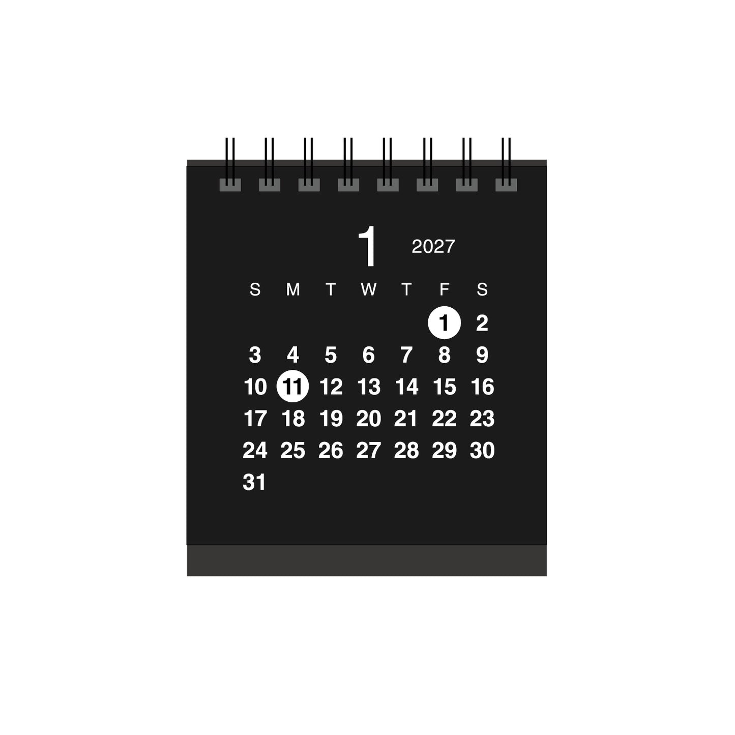 2027年 卓上カレンダー 1月始まり クラフト ミニスタンド
