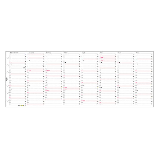 2027 NOW ON DAYS A5 6穴日付入リフィル 年間計画 AFD-61